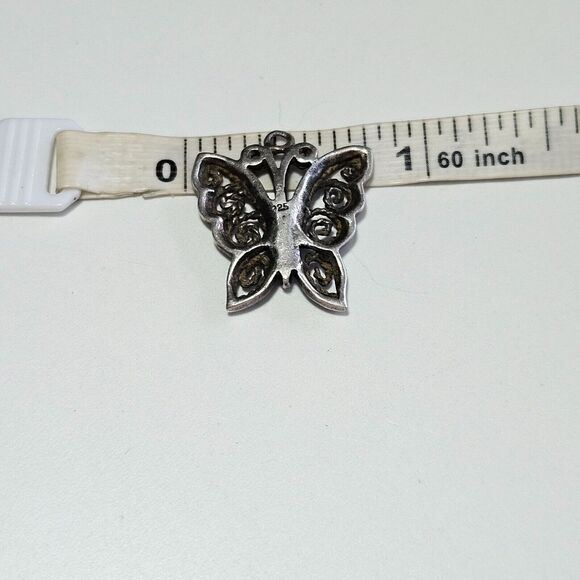 Sterling silver butterfly pendant charm - Picture 5 of 11